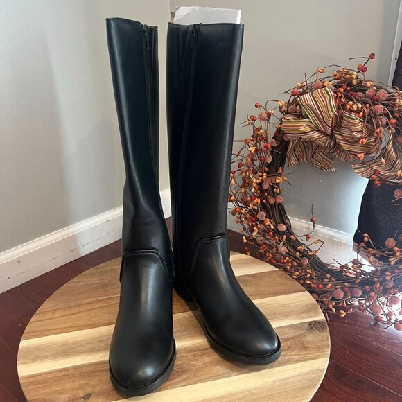 Style & Co Josephine Equestrian Riding Boots 8M Black Smooth - Picture 4 of 11